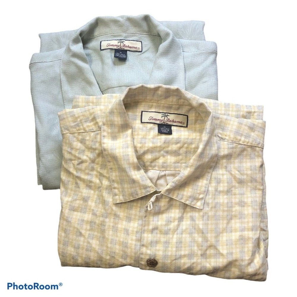 Tommy Bahama Lot of 2 Mens 100% Silk Shirts Medium